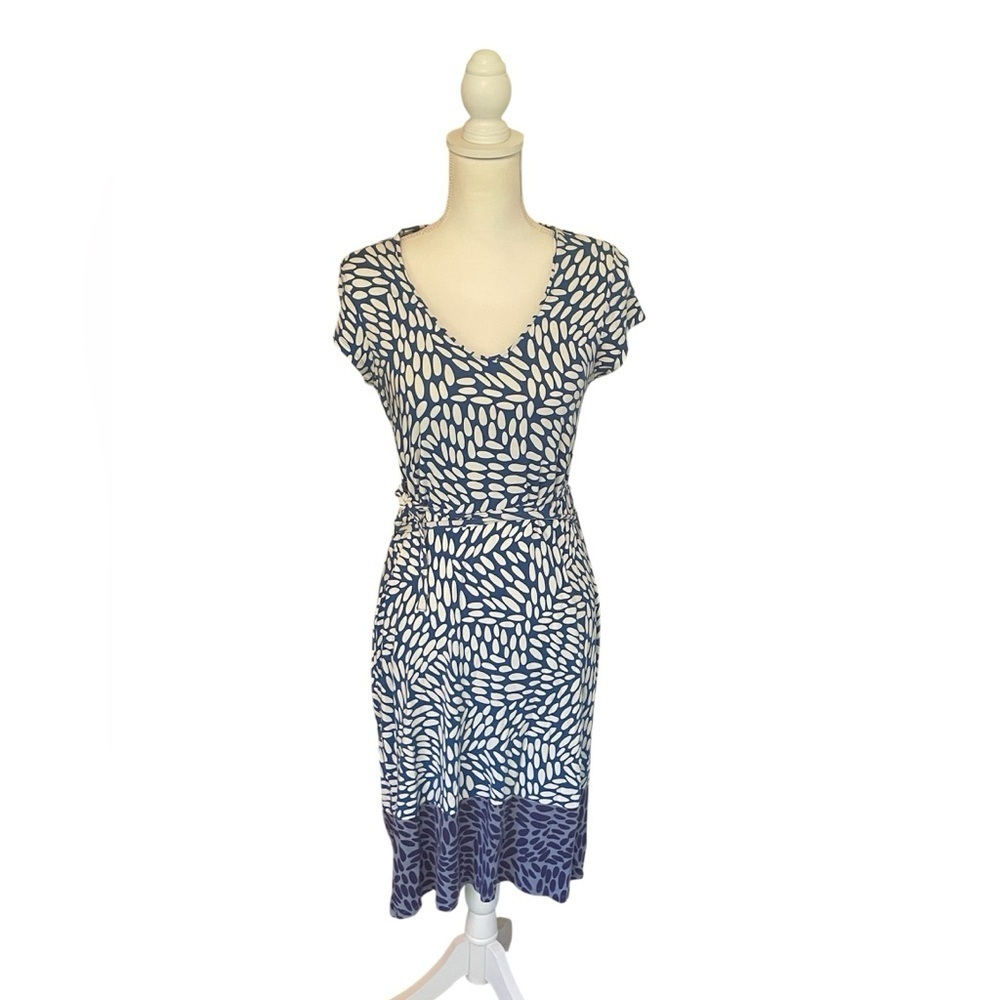 Boden Cap Sleeve Geometric Print Color Block Tie Waist Dress Size 8 - Picture 2 of 8